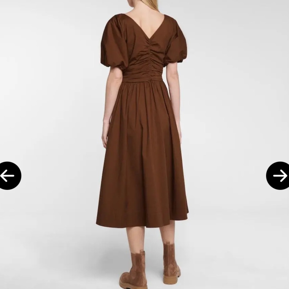NWT Staud Greta Cotton Poplin Midi Dress Size O , Brown - Picture 4 of 12